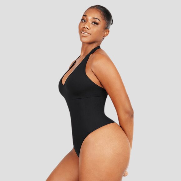 360° Max Control Halter Tank Shaping Bodysuit, Black - Picture 2 of 6